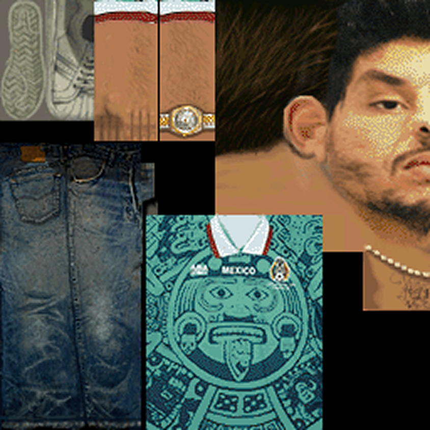 Collage of edited game texture files
