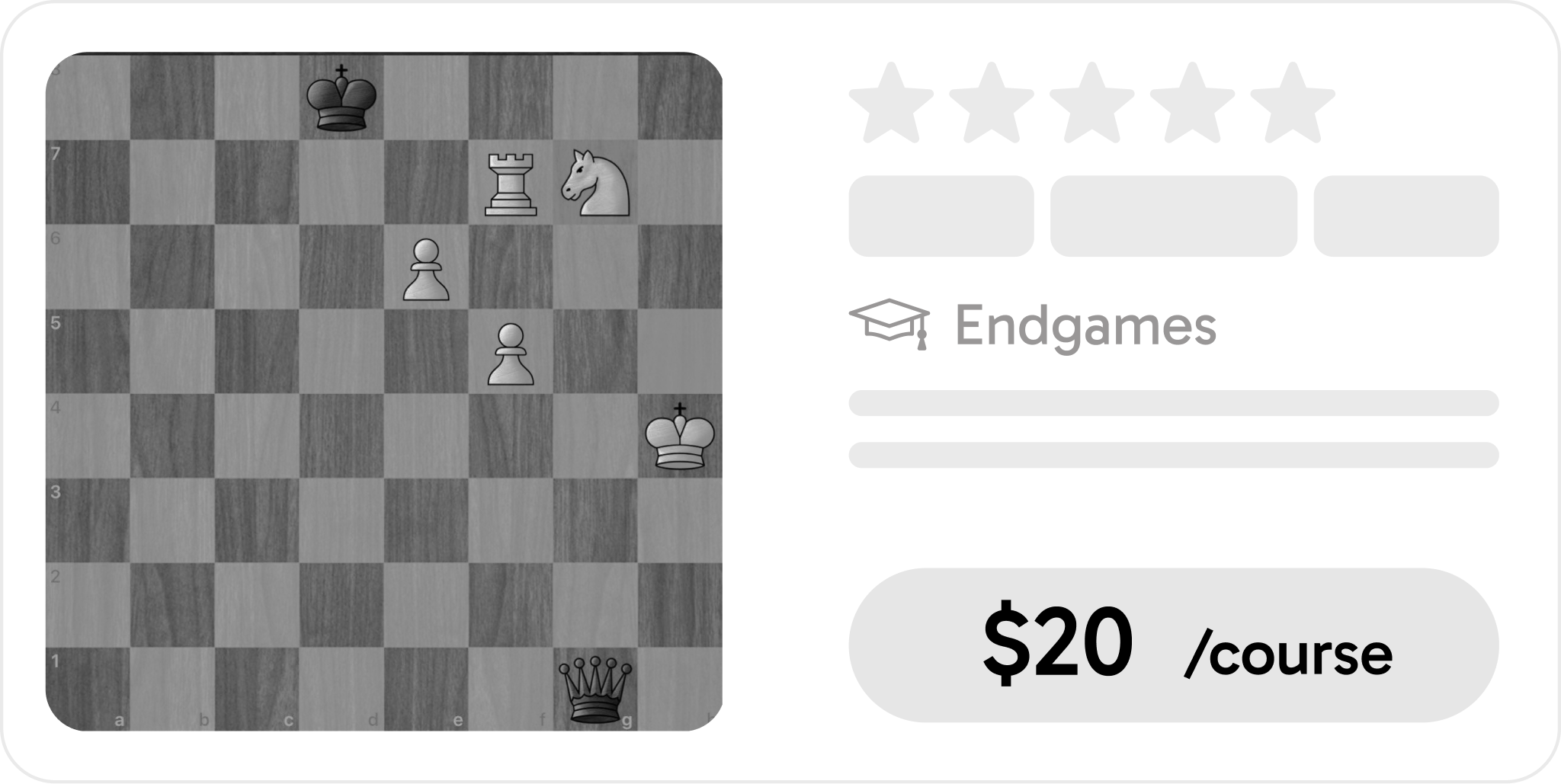 The Endgames course card, its board set to a position from another of my favourite games.