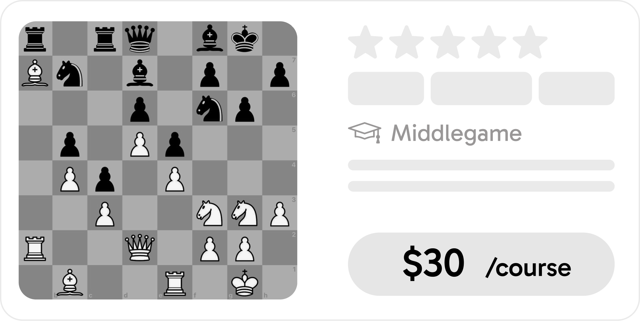 The Middlegame course card, its board set to a position from one of my favourite games.