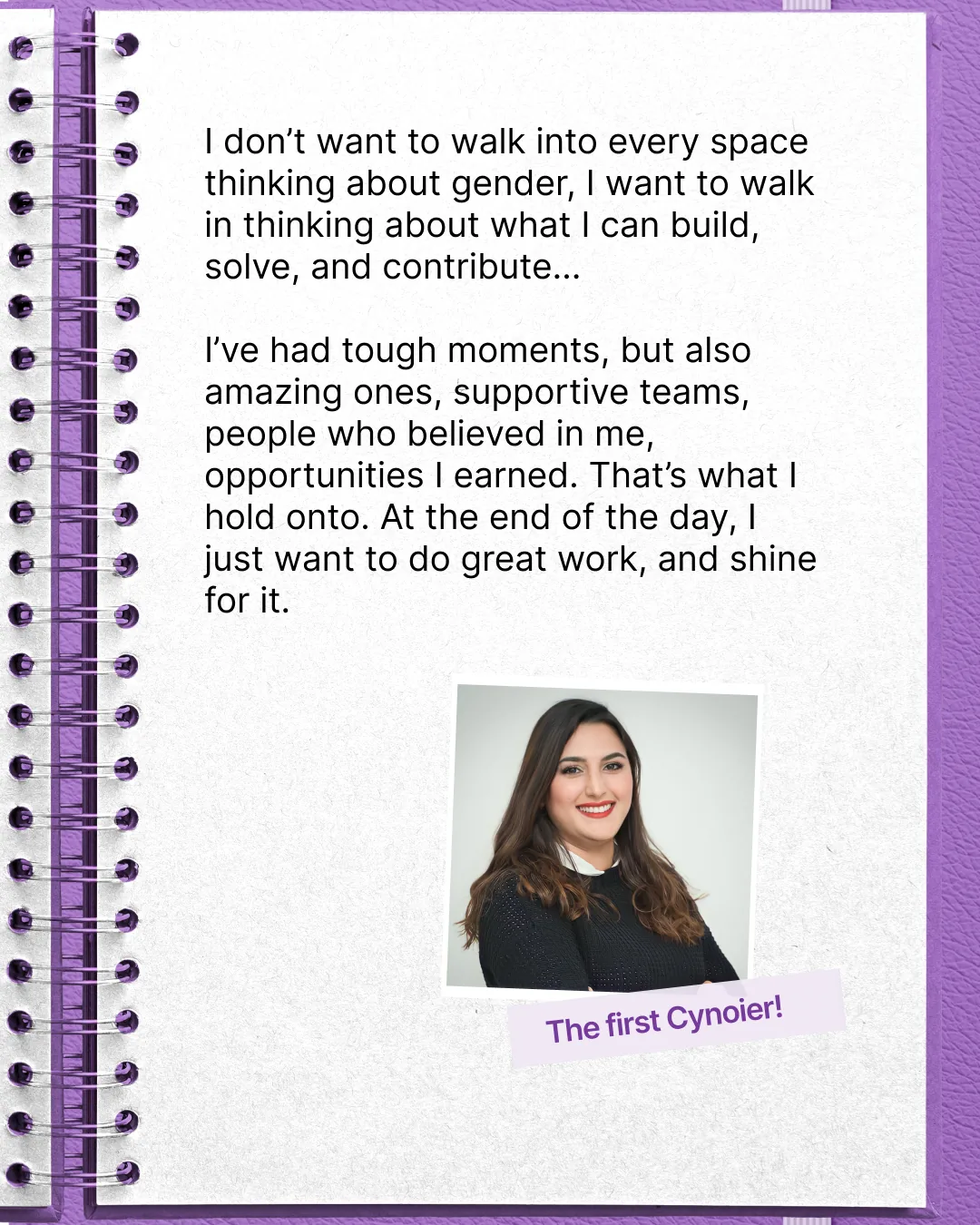 Cynoia post: testimonial from the first Cynoier on wanting to do great work